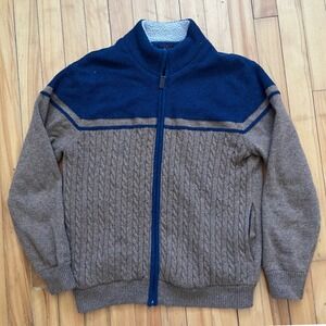 Brooks Brothers 1818 Mens Large Zip Front Cable Knit Sherpa Lined Sweater